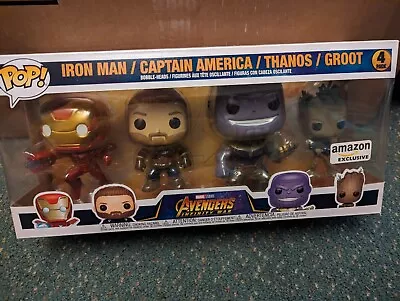 Funko Pop Marvel Infinity War 4 Pack Iron Man. Captain America Thanos And Groot • £48
