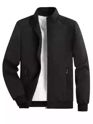 Men's Jacket Full Zip Active Lightweight Windbreaker Coat Medium Black • $24.99