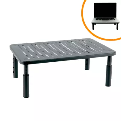 3 Height Adjustable Metal Monitor Laptop Stand Table – Ergonomic Steel Riser • £8.95