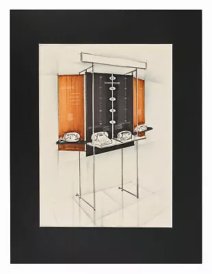 Carlyle Curtis Browning Architectural Rendering Phone Mid Century Watercolor • $110