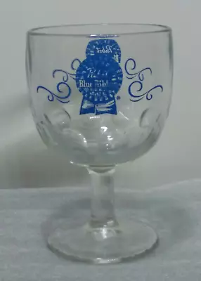 Vintage Pabst Blue Ribbon Glass Beer Goblet Short Ribbon Thumbprint Footed • $14.99