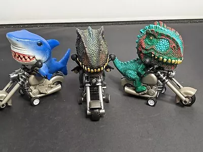 DINOBROS Dinosaur Toys 3  Friction Powered Motorcycles T-Rex Triceratops Shark • $12.50