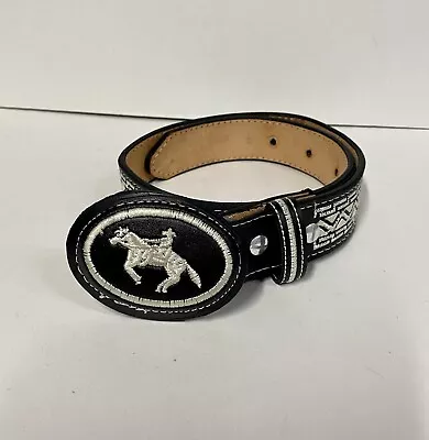 Justin Vintage Leather Embroidered Horse Belt Sz 22 Western Cowboy Unisex • $16.50