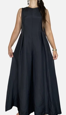 $79.95 • Buy VERONIKA MAINE Black Extra Wide Leg Linen Blend Sleeveless Jumpsuit Size AU 8