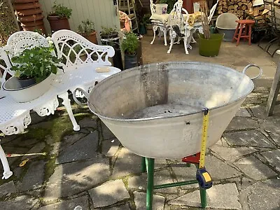 Vintage 2 Handled Galvanised Bath / Dog Bath / Planter - NO LEAKS • £35