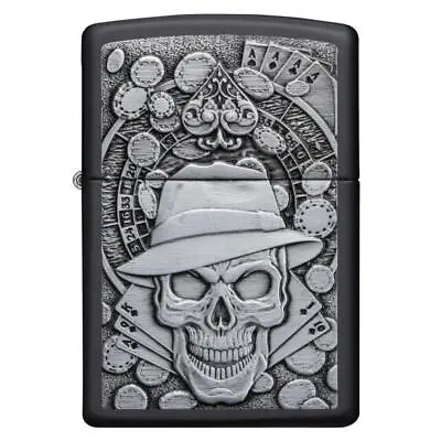 Zippo Black Matte Skull Detective Lighter • $94.95