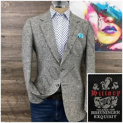 Vintage Mens Tweed Blazer Sport Coat Two Button Casual Jacket Size 38R Wool Suit • $89.95