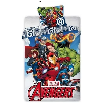 Marvel Avengers Bedding Single Cover & Pillow Duvet Hulk Ironman Thor Marvel NEW • £21.50