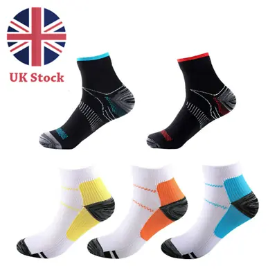 Compression Socks Arch Ankle Mens Women Plantar Fasciitis Running Support Unisex • £3.98