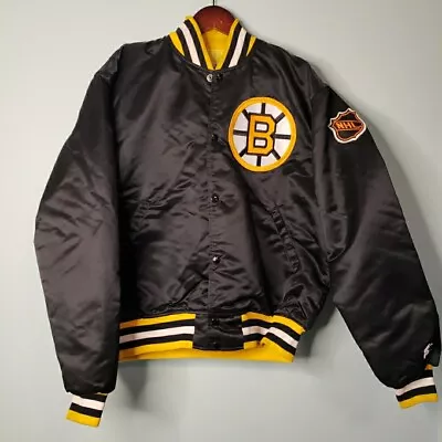 Boston Bruins Starter Jacket Vintage 80s Hockey NHL Satin Bomber Mens Sz Large • $178.99