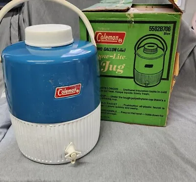 Vintage Coleman 2-Gallon Snow-Lite Jug #5502B706 Blue With Box Water Cooler • $12