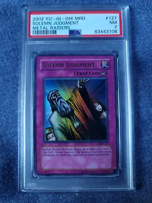 Yugioh Solemn Judgment - MRD-127 - Ultra Rare - PSA 7 - Metal Raiders - 2002 • £35