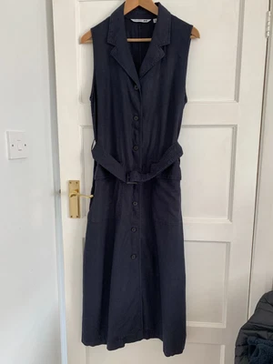£45 • Buy Uniqlo X JW Anderson Women's Linen-Blend Belted Sleeveless Lapel Dress M  Long