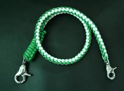 Handmade Wallet Chain - Biker Chain Genuine Leather Green - White 8 Mm - 18 Inch • $29