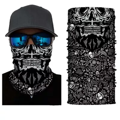 Multi Use Skulls Biker Balaclava Neck Tube Snood Scarf Face Mask Warmer Bandana • £2.87