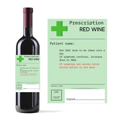 £2.69 • Buy Red Wine Prescription Bottle Label Christmas Funny Novelty Joke Rude