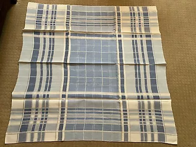 Vintage Tablecloth Blue/Beige Cotton 49-1/2  X 49  Excellent • $10.95