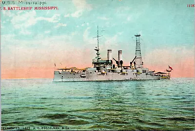 USS Mississippi World War I US Ship Vessel Trimmed Card   (24) • $18.95