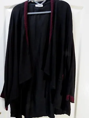 Sahara Kimono Cover Up Jacket Top Black Red OSFA Plus Lagenlook Bohemian Arty • £42.99