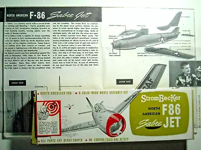 NIB StromBecker All Wood Model North American F-86 Sabre 1950s Vintage Complete • $22