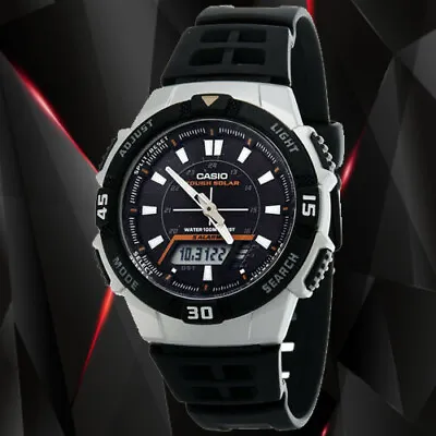 Casio AQ-S800W-1EV SOLAR POWER Watch Black 5 Alarms 100M WR World Time • $108.85