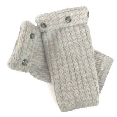 Fingerless Gloves Gray 100% Cashmere One Size S M L Os Grey Women's Ladies Cable • $28.49