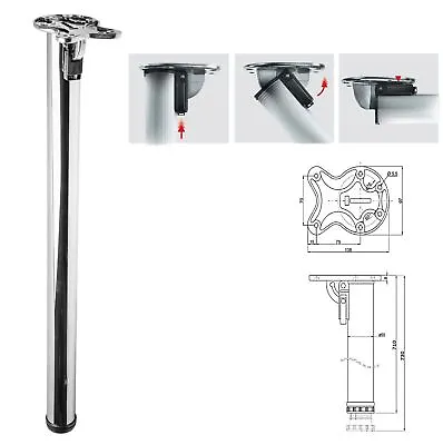 1x 710mm Folding Chrome Breakfast Bar Worktop Support Table Leg 50mm Diameter • £13.50