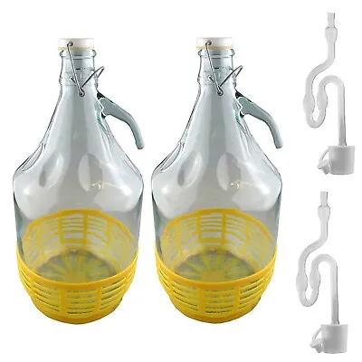 Home Brew Demijohns 5L Bottles Handle Swing Top Cap Basket Bung & Airlock • £30.99