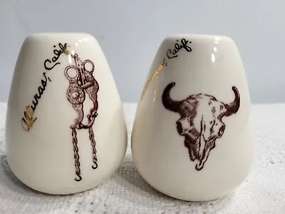 Vintage Western Spade Bit Bull Steer Skull 1Alturas Ca. Salt & Pepper Shakers • $79.99