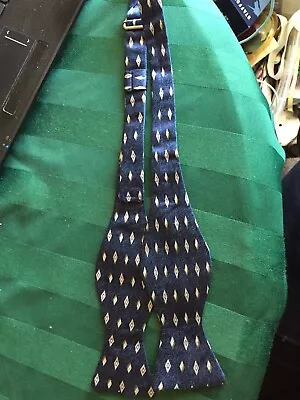 $14.95 • Buy Men's Boy's Unisex 100% Silk Handmade Adjustable Bow Tie Navy White Diamond