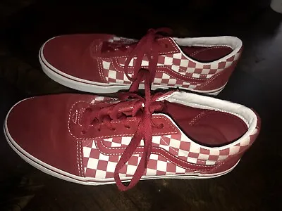 Vans Old Skool Red & White Checkered Skate Shoes Lace Up Women’s 7 • $36