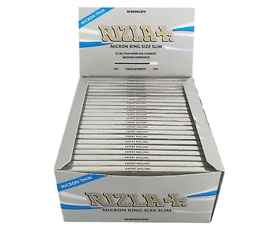 RIZLA MICRON KING SIZE Silver Slim Thin Smoking Rolling Papers Sheets Booklets • £25.99