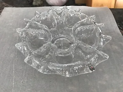 Muurla Finland MCM Clear Glass Candle Plate Votive Holder 5 Section Ice Look • $19.99