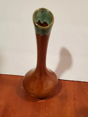 Anna Van Briggle Turquoise Drip Brown Sculptured Art Pottery Bud Vase 7  • $18
