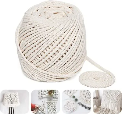 Macrame Cord Unstained Cotton Rope Soft String For Handmade Wall Hanging DIY • £6.79