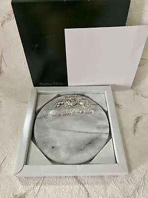 Lindsay Claire Round Gray Marble Cheese Mouse  Pewter - Cheese Board New In Box • $30.25