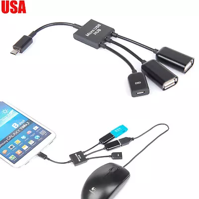 Micro USB 2 Port Host OTG Hub Cable Adapter For Samsung Galaxy S6 S4 Nexus 6 HTC • $7.90