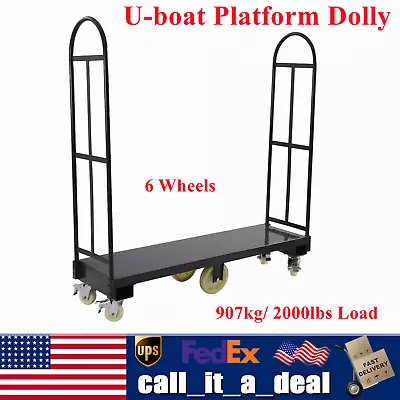 Platform Hand Truck Heavy Duty Steel Dolly U-Boat Cart 2000Lbs W/Six Wheels • $230