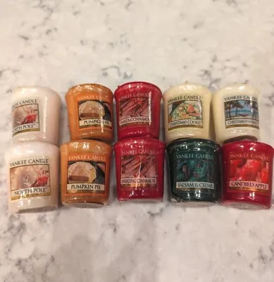 Yankee Candle Lot 10 Christmas Votives Balsam Cedar Pumpkin Apple Cinnamon NEW • $19