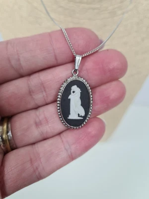 £29.99 • Buy Wedgwood Pendant Necklace Jasperwear Sterling Silver Black White Stamped 925