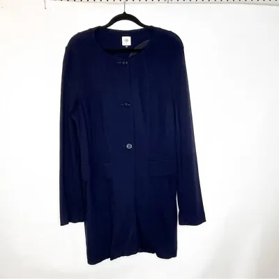 CAbi Lido Jacket Navy Blue Ponte Knit Size Large Style 5093 Coat Blazer Coatigan • $55