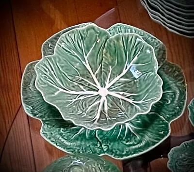 Bordallo Pinheiro Green Cabbage 9  Serving Bowl Vintage Made In Portugal • $35