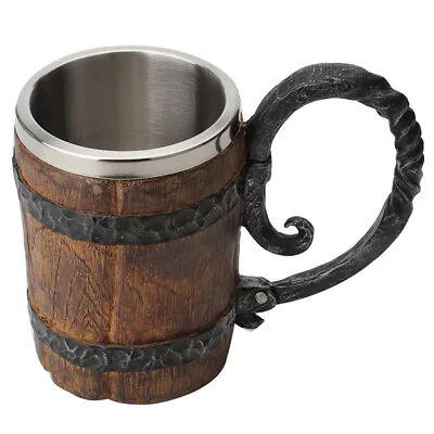 Wooden Barrel Stainless Steel Resin 3D Beer Mug Goblet Game Tankard Coffee Cup  • $36.95