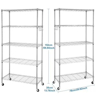 Wire Shelving Rack 5 Tier Metal Storage Shelf Unit Stand Kitchen Office Garage • £49.99