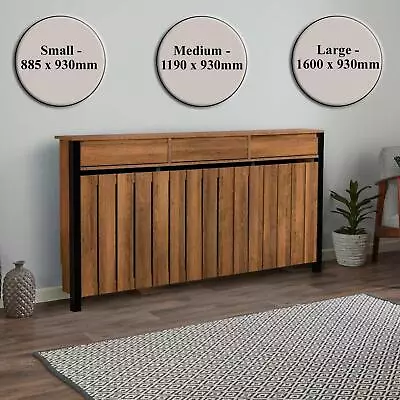 Radiator Cover Cabinet Modern Drawer Storage Furniture MDF Vertical Wood Black • £85.47