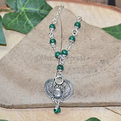 Scarab Beetle Necklace Gemstone Choice Pagan Protection Amulet Egyptian • £10