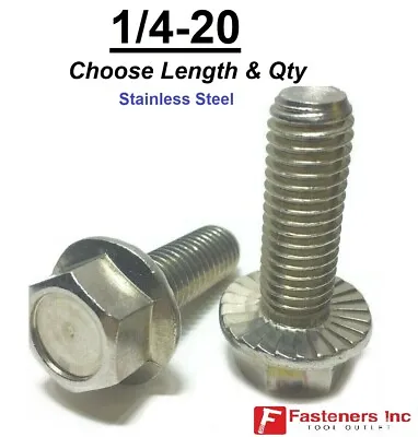 1/4-20 Stainless Steel Serrated Flange Hex Cap Screws Bolts Choose Length & Qty • $156.40