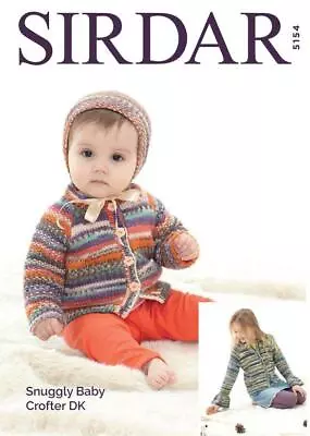 Sirdar Knitting Pattern - Snuggly Baby Crofter DK Cardigans And Bonnet 5154 • £6.49