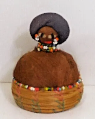 $24.99 • Buy VINTAGE !! SEMINOLE INDIAN DOLL PIN CUSHION W/ BEADS  MADE Of PALMETTO FIBER  