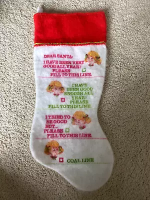 RARE VINTAGE Christmas Stocking~Dear Santa Fill To This Line~Felt With  Girl • $13.22